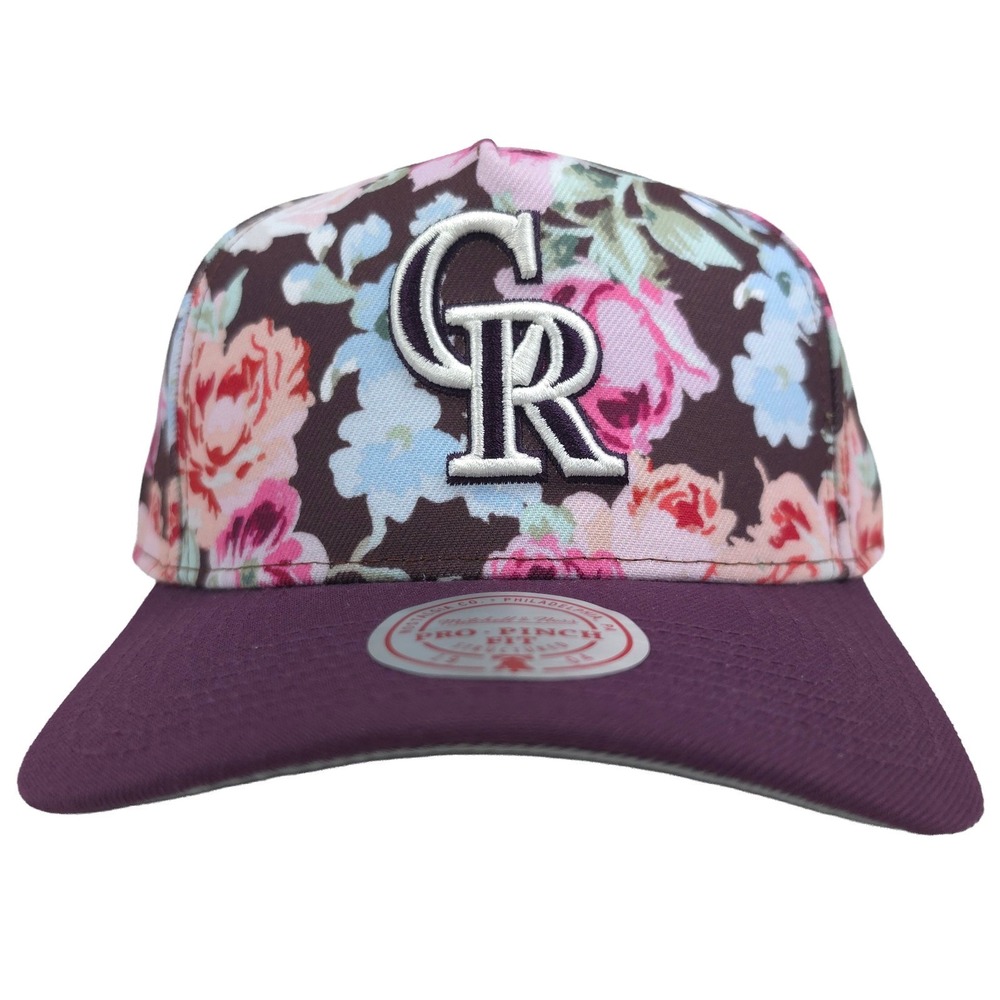 Colorado Rockies Mitchell & Ness Pro Fit Snapback Hat Cap 3D Logo Floral Art NWT